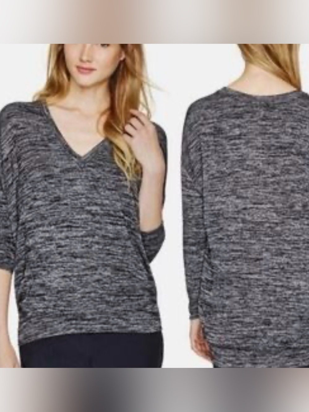 44.Wilfred| Black grey V-Neck Top. Small